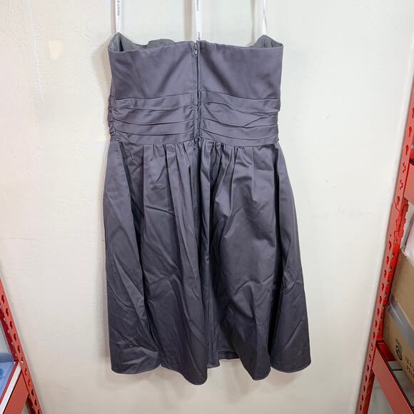 David’s Bridal cotton strapless dusty purple grey dress Size 8 - Picture 7 of 11